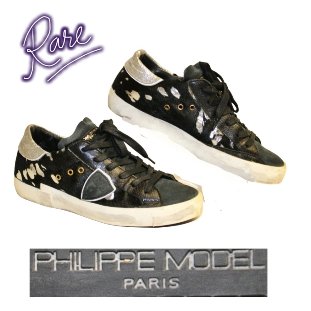 Philippe Model Paris Designer Leather Hair Low Skate Sneakers Shoes 7 37